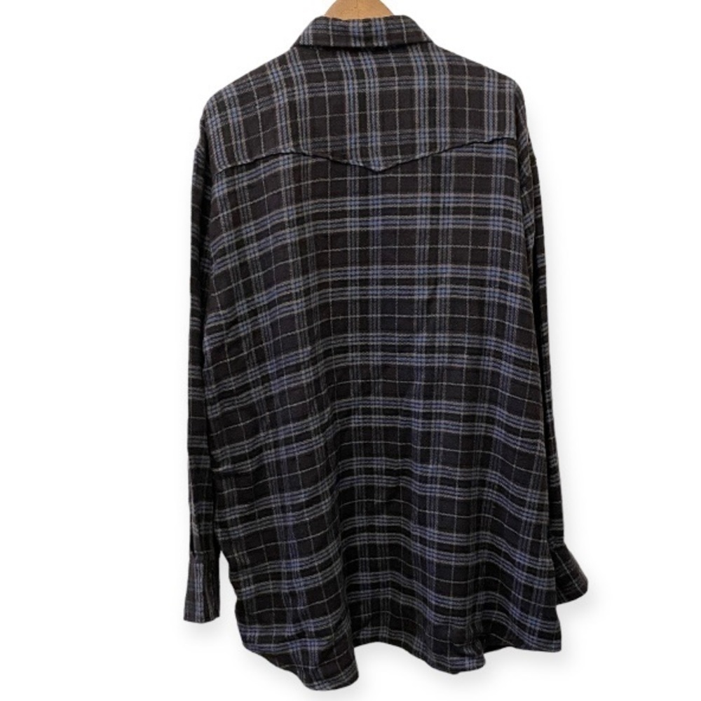 Outlaw 2XLT Western Wear Flannel Mens Shirt Blue Gray Snaps Closure Cowboy Shirt - Picture 2 of 7
